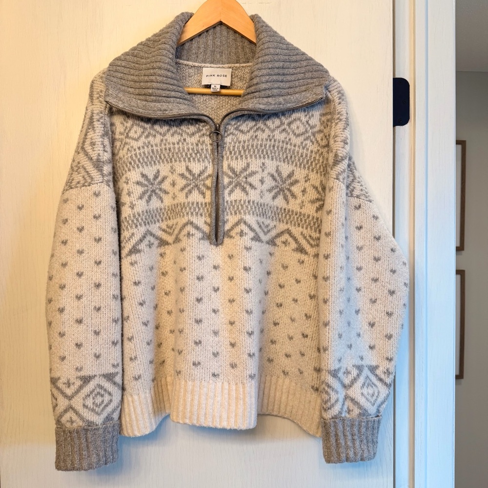 Quarter zip fair isle vibe sweater